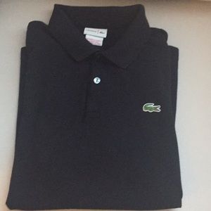 Lacoste! Men's polo black size 6 (L)